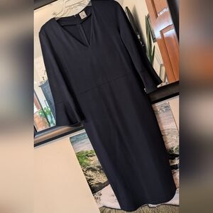 Iris & Ink Chic Long Sleeve Navy Dress